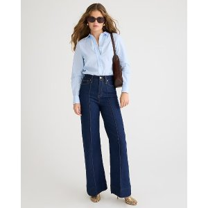 J.Crew Pintuck denim trouser in Rinse wash