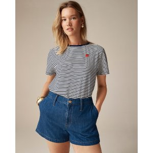 J.Crew Classic-fit embroidered strawberry T-shirt in stripe