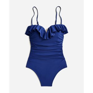 J.Crew Matte ruched one-piece swimsuit with ruffles