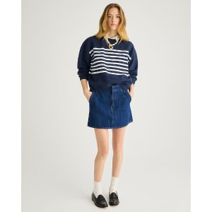 J.Crew Heritage fleece cropped crewneck sweatshirt in stripe