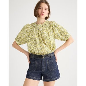 J.Crew High-neck puff-sleeve top in Liberty® Eliza's Yellow fabric