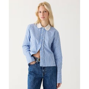 J.Crew Cropped garcon shirt with pearl buttons in stripe