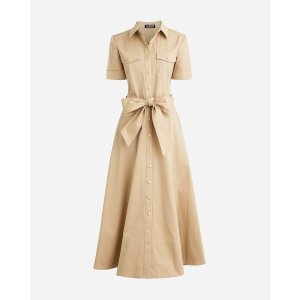 J.Crew Tie-waist shirtdress in stretch twill