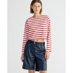 J.Crew Cropped boatneck T-shirt in mariner cotton